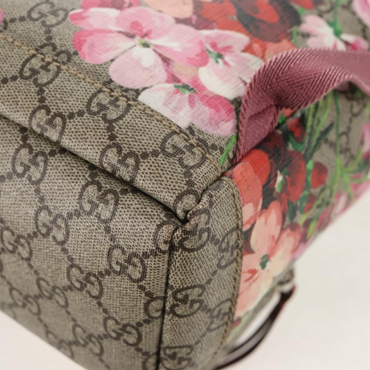 Gucci Buckle Backpack Blooms Print Gg Coated Canvas Beige Canvas Backpack Bag (Pre-Owned)