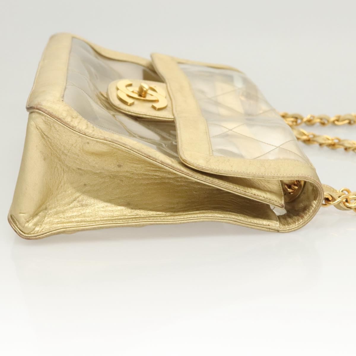 Chanel Classic Single Flap Bag Quilted Applique Vinyl Clear Vinyl Bag (Pre-Owned)