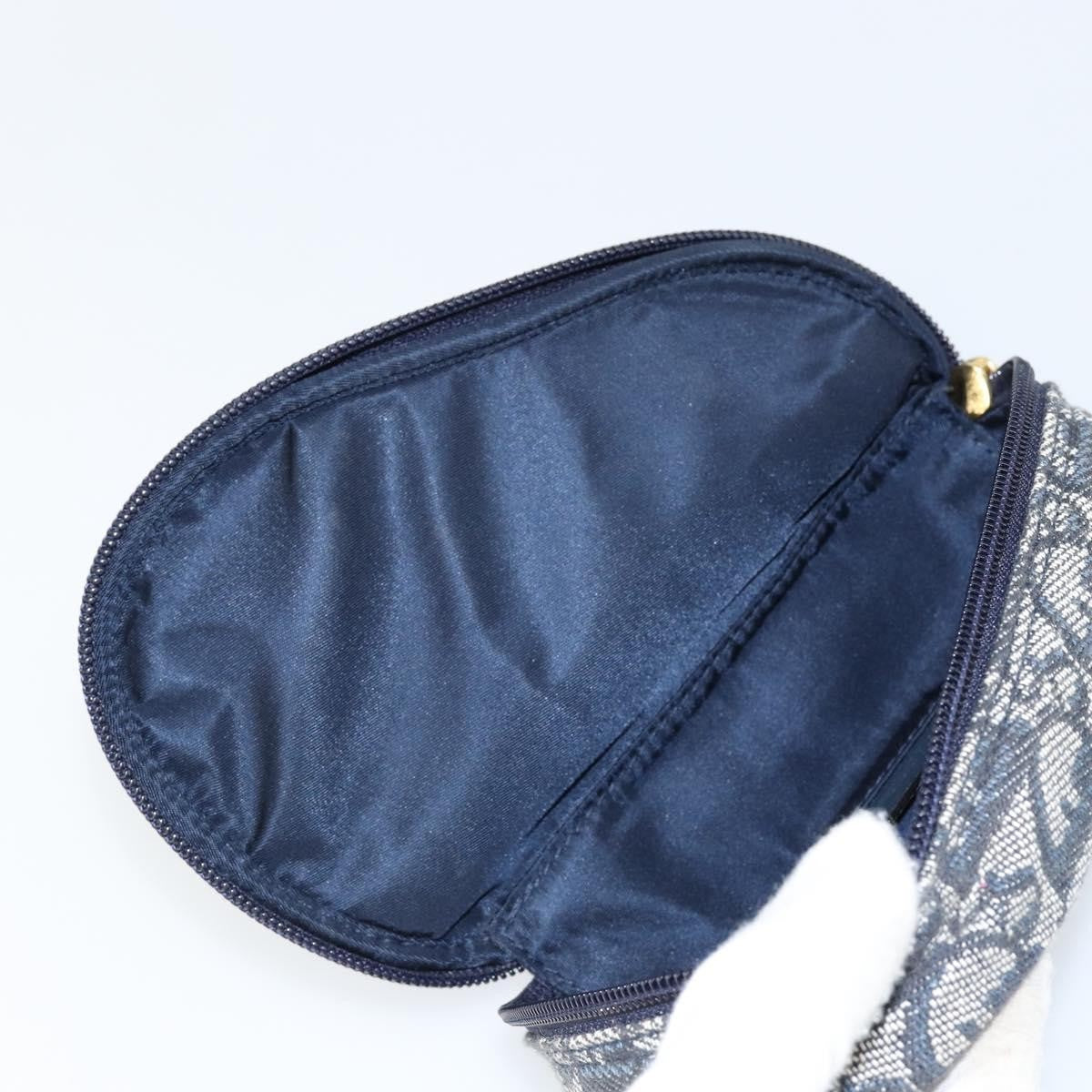 Christian Dior Vintage Saddle Coin Purse Diorissimo Canvas Navy Canvas Clutche & Pouche Bag (Pre-Owned)