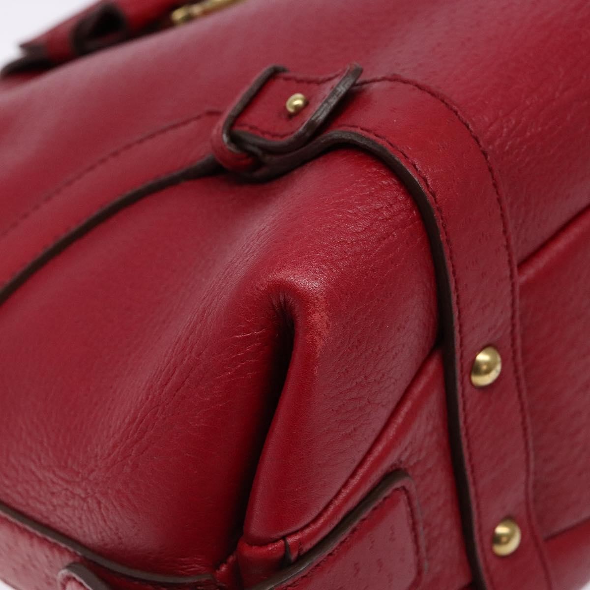 Salvatore Ferragamo Gancini Handbag Leather Red Leather Handbag (Pre-Owned)
