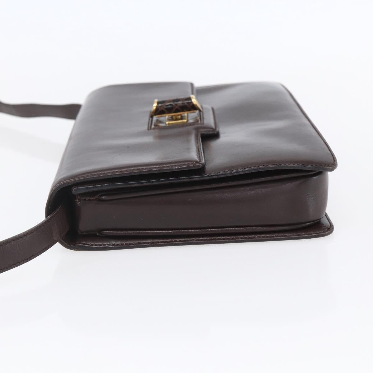 Gucci Vintage Shoulder Bag Leather Brown Leather Shoulder Bag Bag (Pre-Owned)