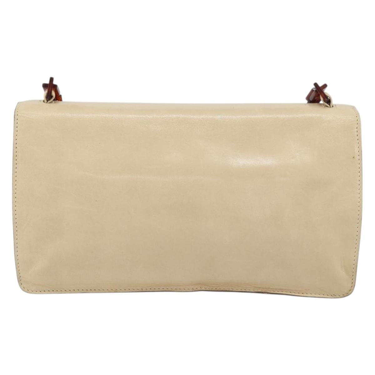 Prada Flap Shoulder Bag Leather Beige Leather Shoulder Bag Bag (Pre-Owned)
