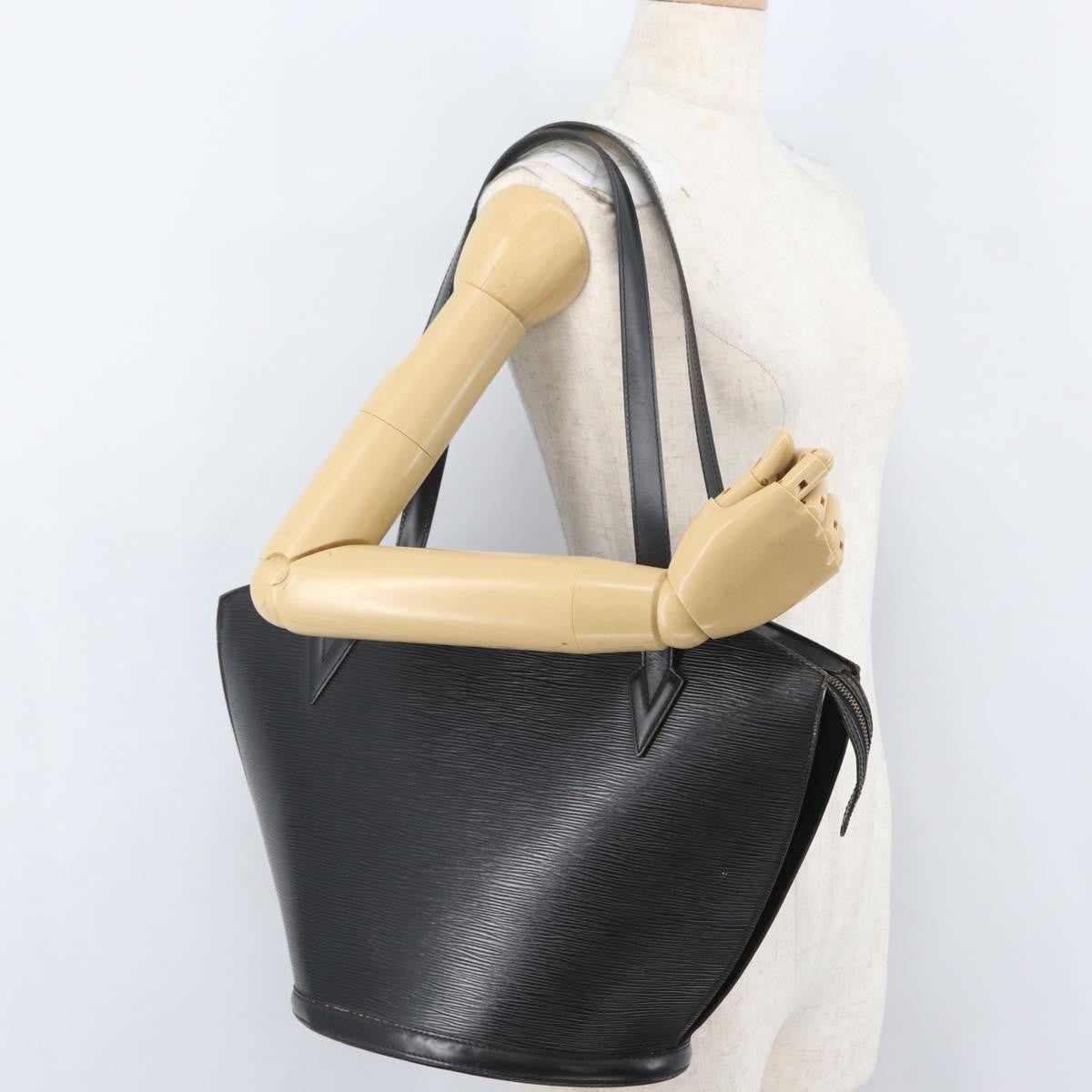 Louis Vuitton Saint Jacques Handbag Epi Leather Black Leather Shoulder Bag Bag (Pre-Owned)
