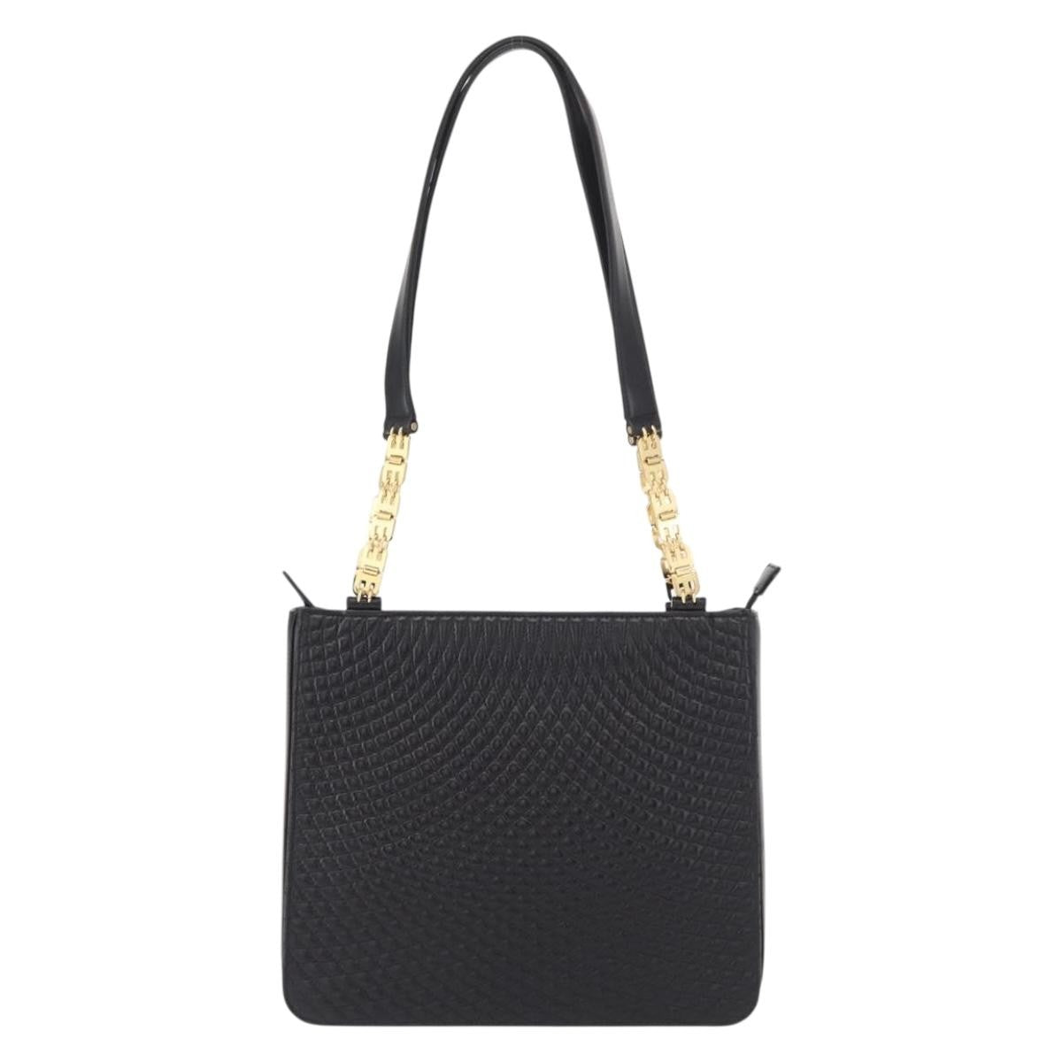 Bally Vintage Shoulder Bag Quilted Leather Black Leather Shoulder Bag Bag (Pre-Owned)