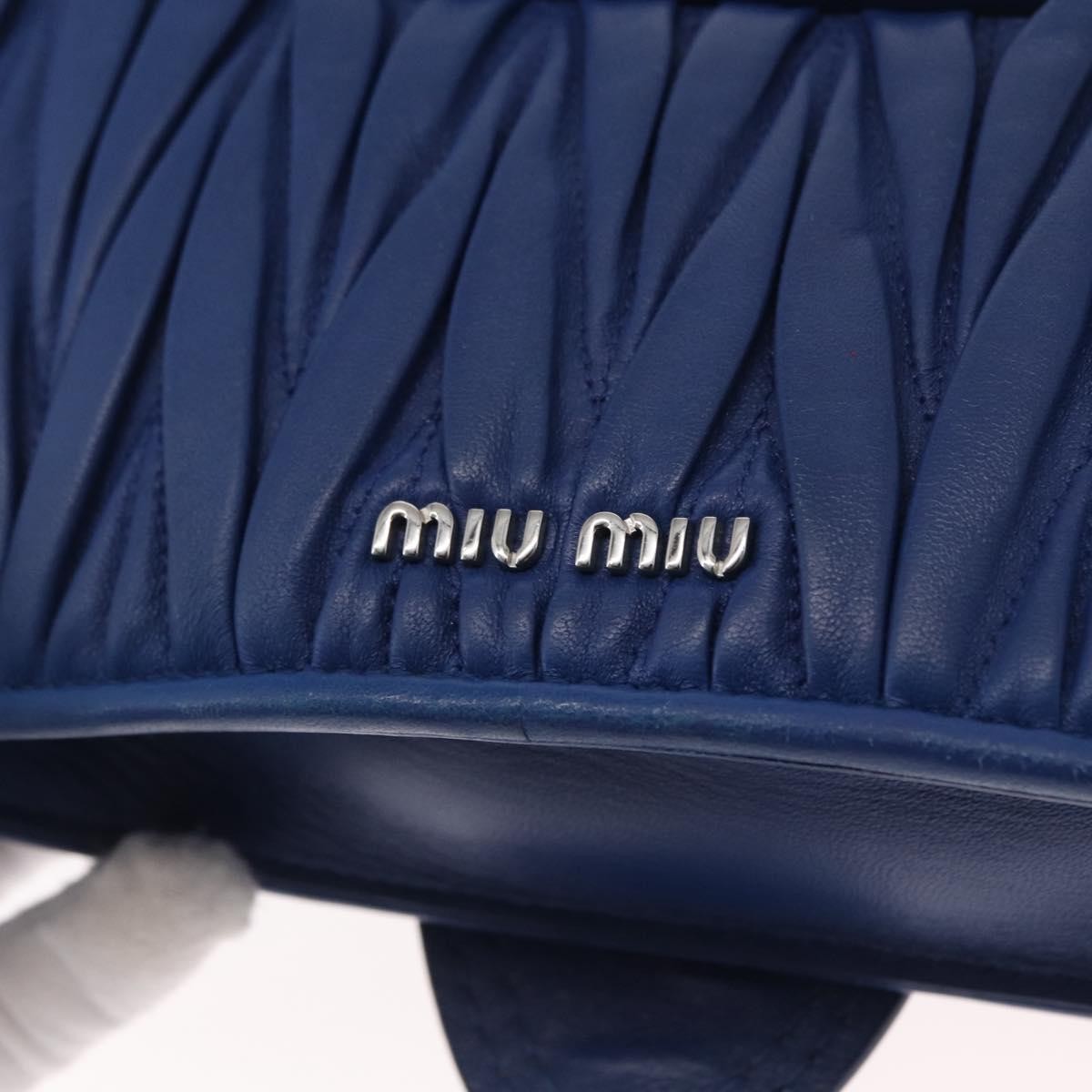 Miu Miu Madras Crystal Buckle Shoulder Bag Leather Blue Leather Shoulder Bag Bag (Pre-Owned)