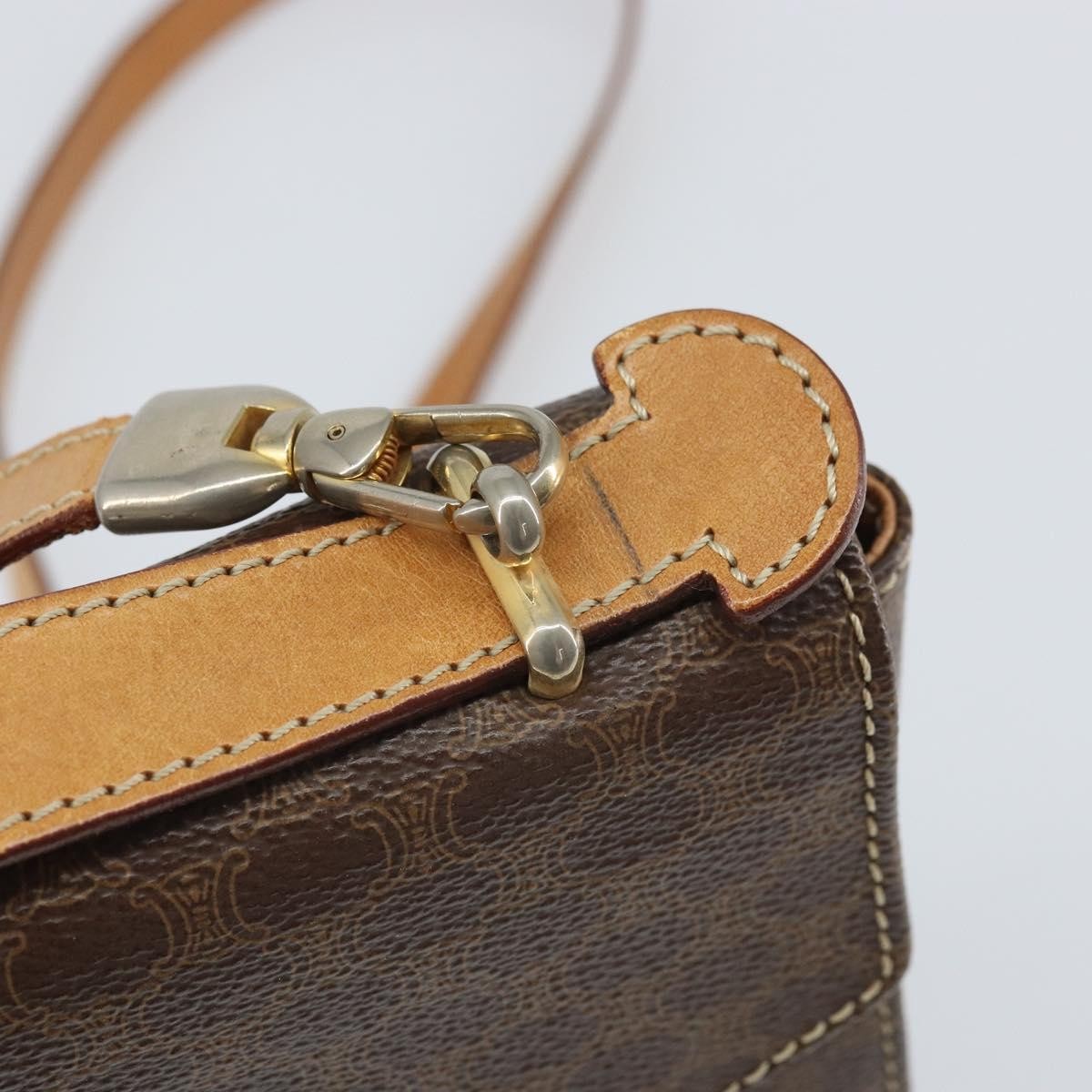 Celine Vintage Macadam Shoulder Bag Canvas And Leather Brown Canvas Shoulder Bag Bag (Pre-Owned)