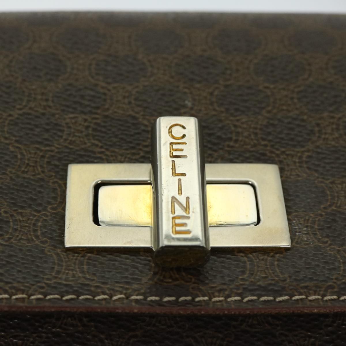 Celine Vintage Macadam Shoulder Bag Canvas And Leather Brown Canvas Shoulder Bag Bag (Pre-Owned)
