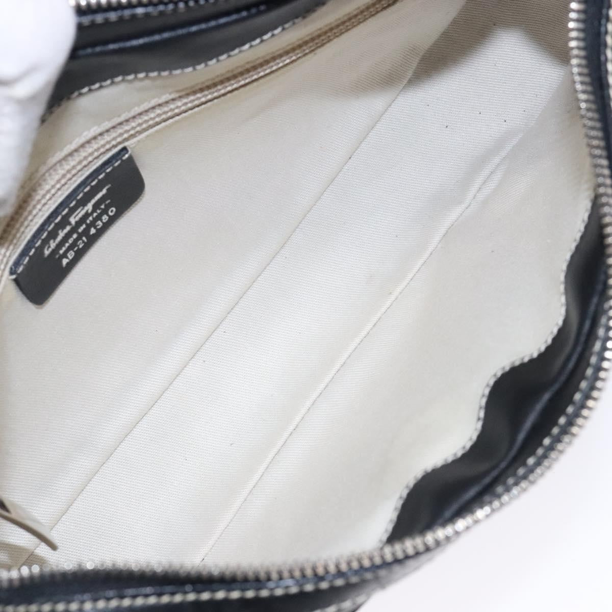 Salvatore Ferragamo Gancini Shoulder Bag Leather Black Leather Shoulder Bag Bag (Pre-Owned)