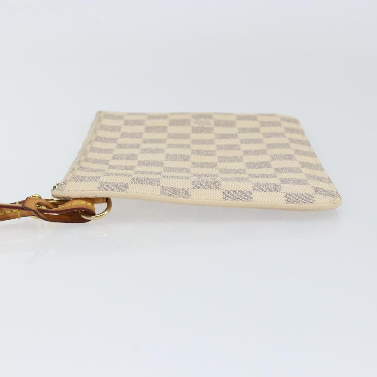 Louis Vuitton Neverfull Pochette Damier White Canvas Clutche & Pouche Bag (Pre-Owned)