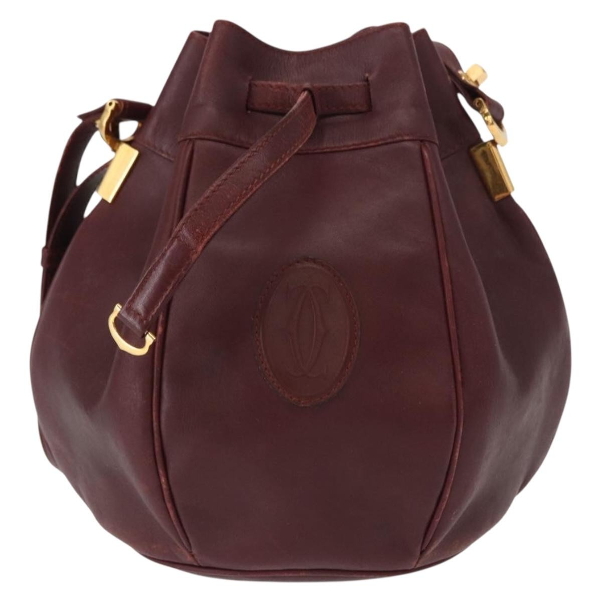 Cartier Must De Cartier Bag Leather Burgundy Leather Shoulder Bag Bag (Pre-Owned)