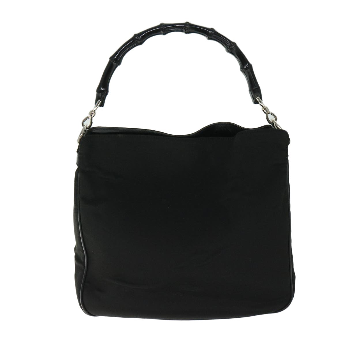 Gucci Vintage Bamboo Handle Bag Nylon Black Nylon Handbag (Pre-Owned)