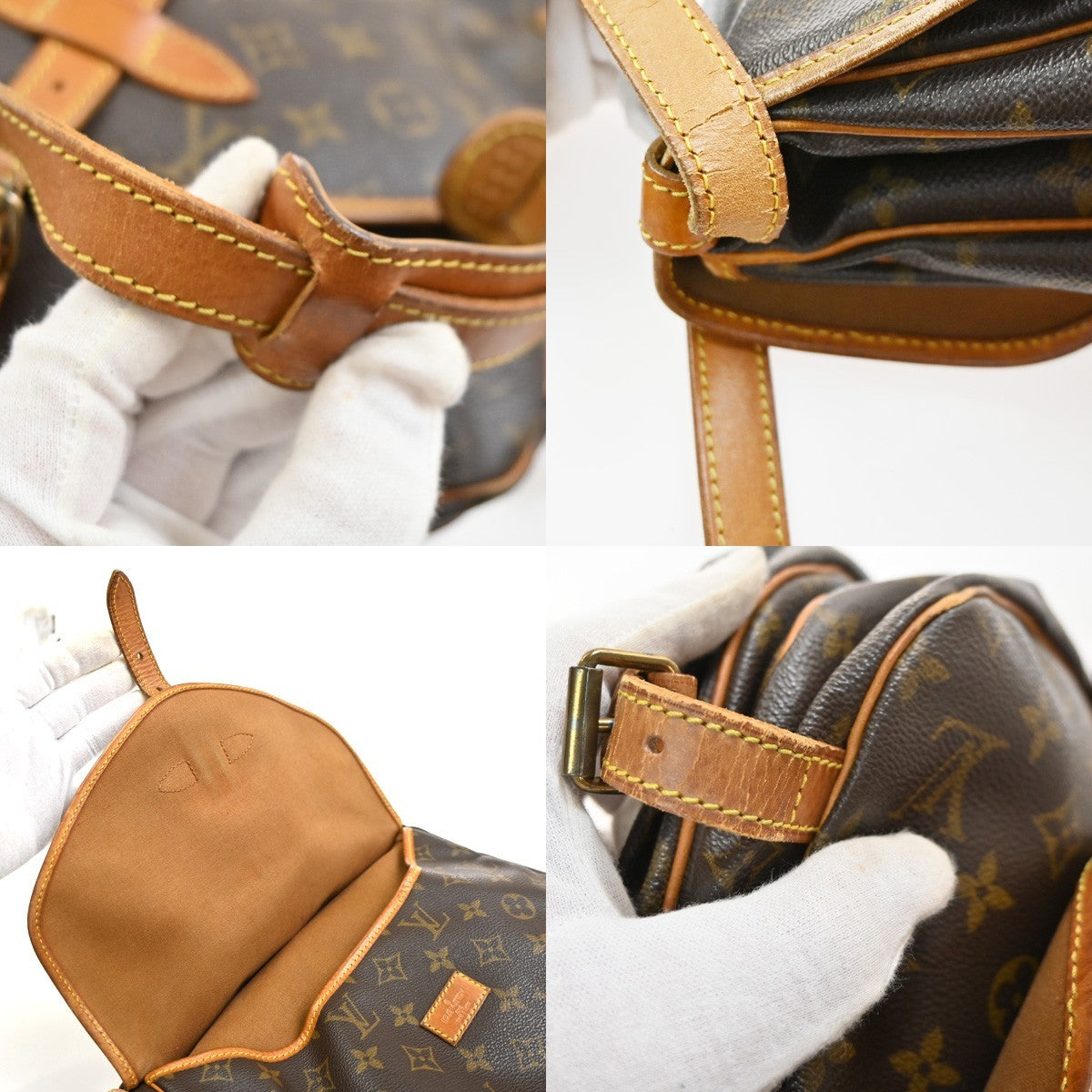 Louis Vuitton Saumur Handbag Monogram Canvas Brown Canvas Shoulder Bag Bag (Pre-Owned)