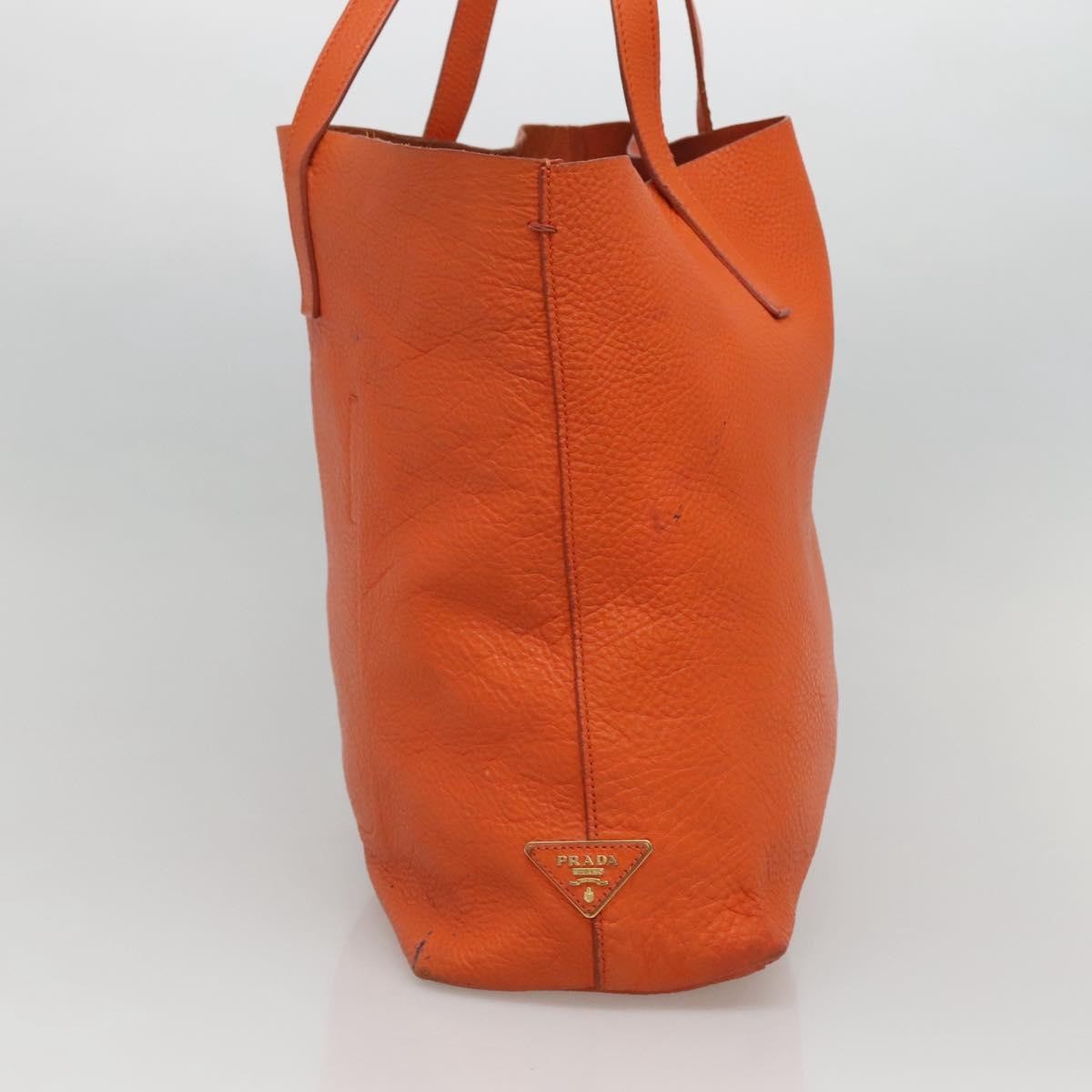Prada Vintage Tote Leather Orange Leather Tote Bag Bag (Pre-Owned)
