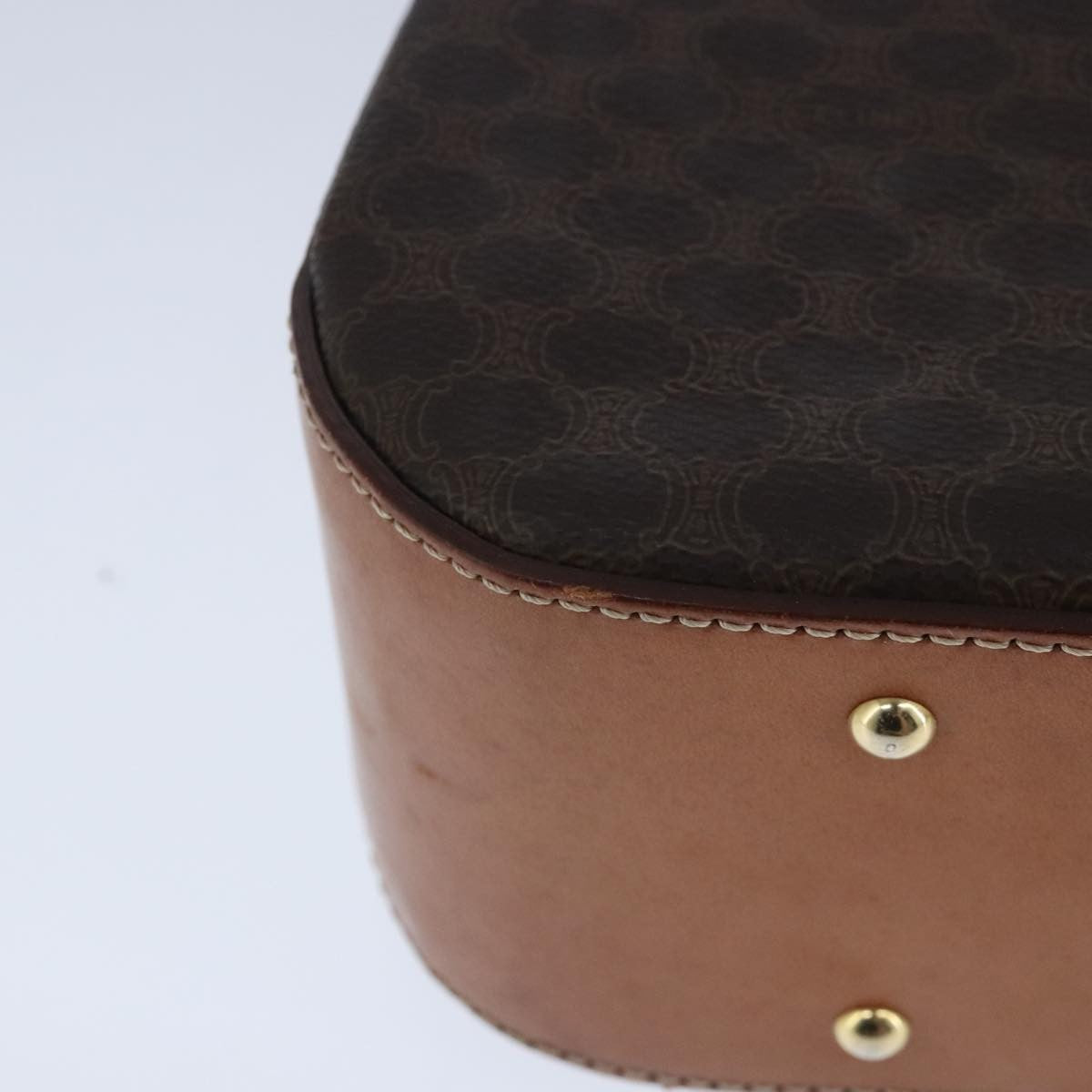 Celine Vintage Convertible Top Handle Bag Macadam Coated Canvas Brown Canvas Handbag (Pre-Owned)