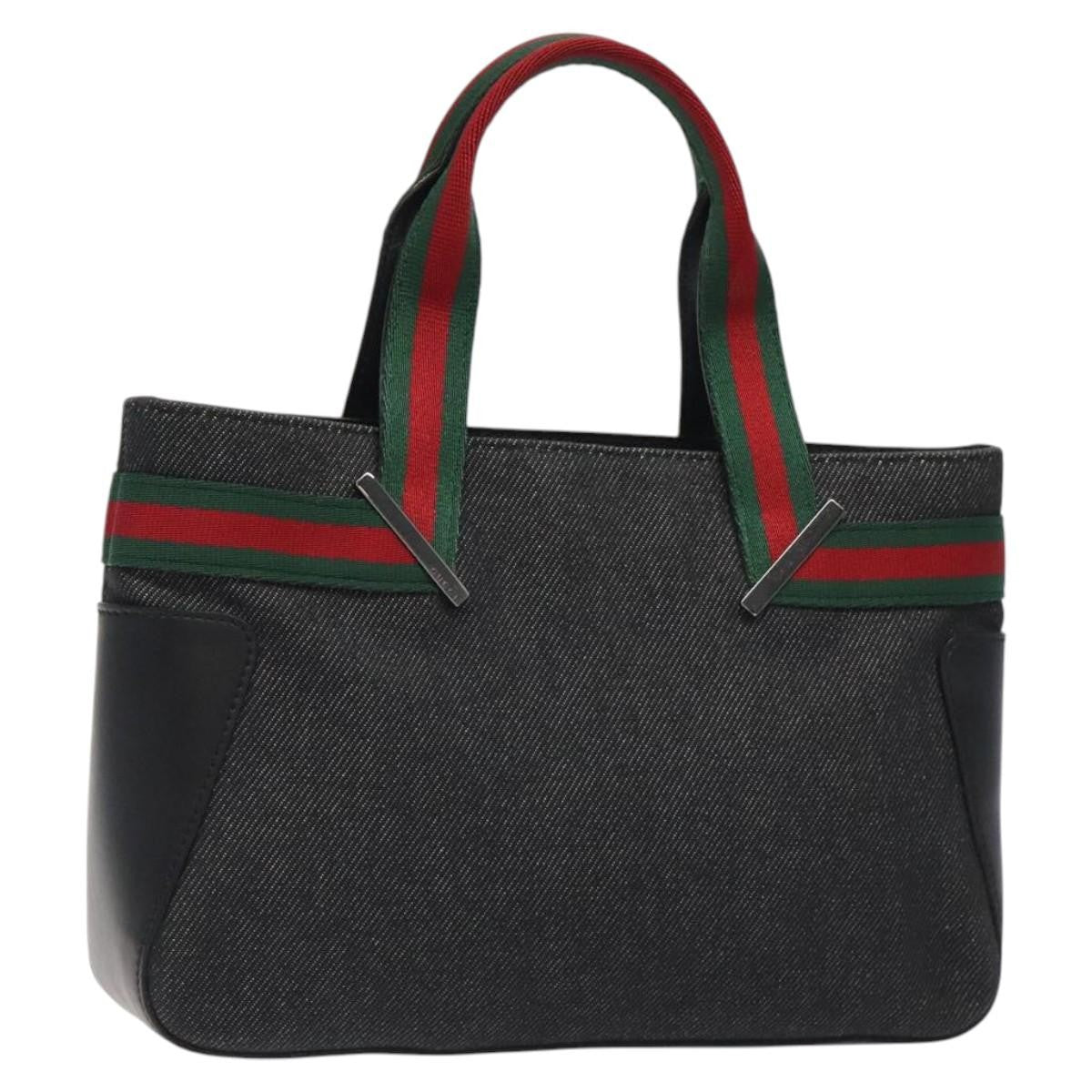 Gucci Vintage Tote Canvas Black Canvas Tote Bag Bag (Pre-Owned)
