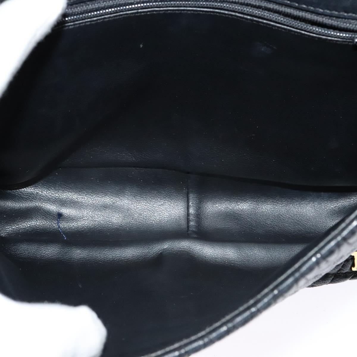 Bally Vintage Chain Shoulder Bag Quilted Leather Navy Leather Shoulder Bag Bag (Pre-Owned)