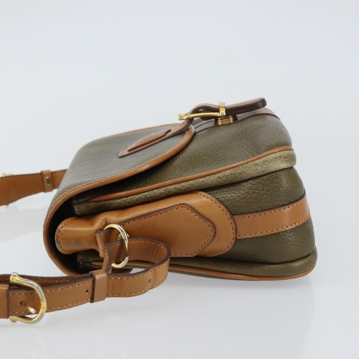 Celine Vintage Shoulder Bag Leather Khaki Leather Shoulder Bag Bag (Pre-Owned)