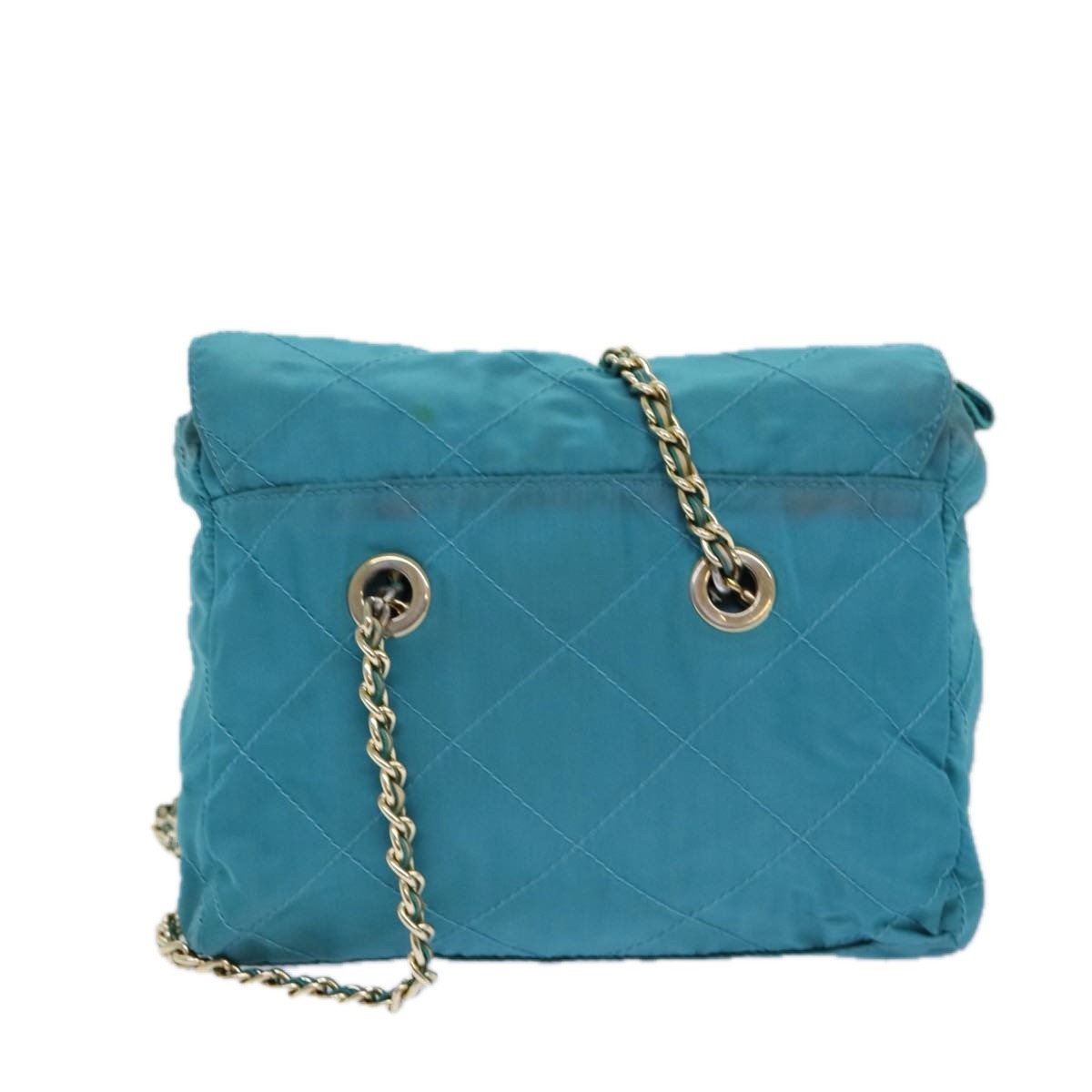 Prada Chain Shoulder Bag Tessuto Blue Nylon Shoulder Bag Bag (Pre-Owned)