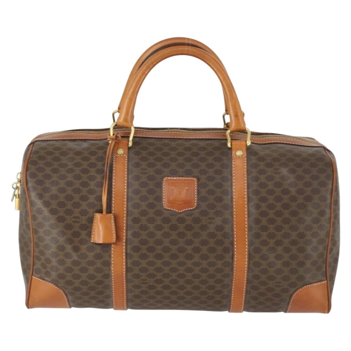 Celine Vintage Duffle Bag Canvas And Leather Brown Canvas Travel Bag Bag (Pre-Owned)