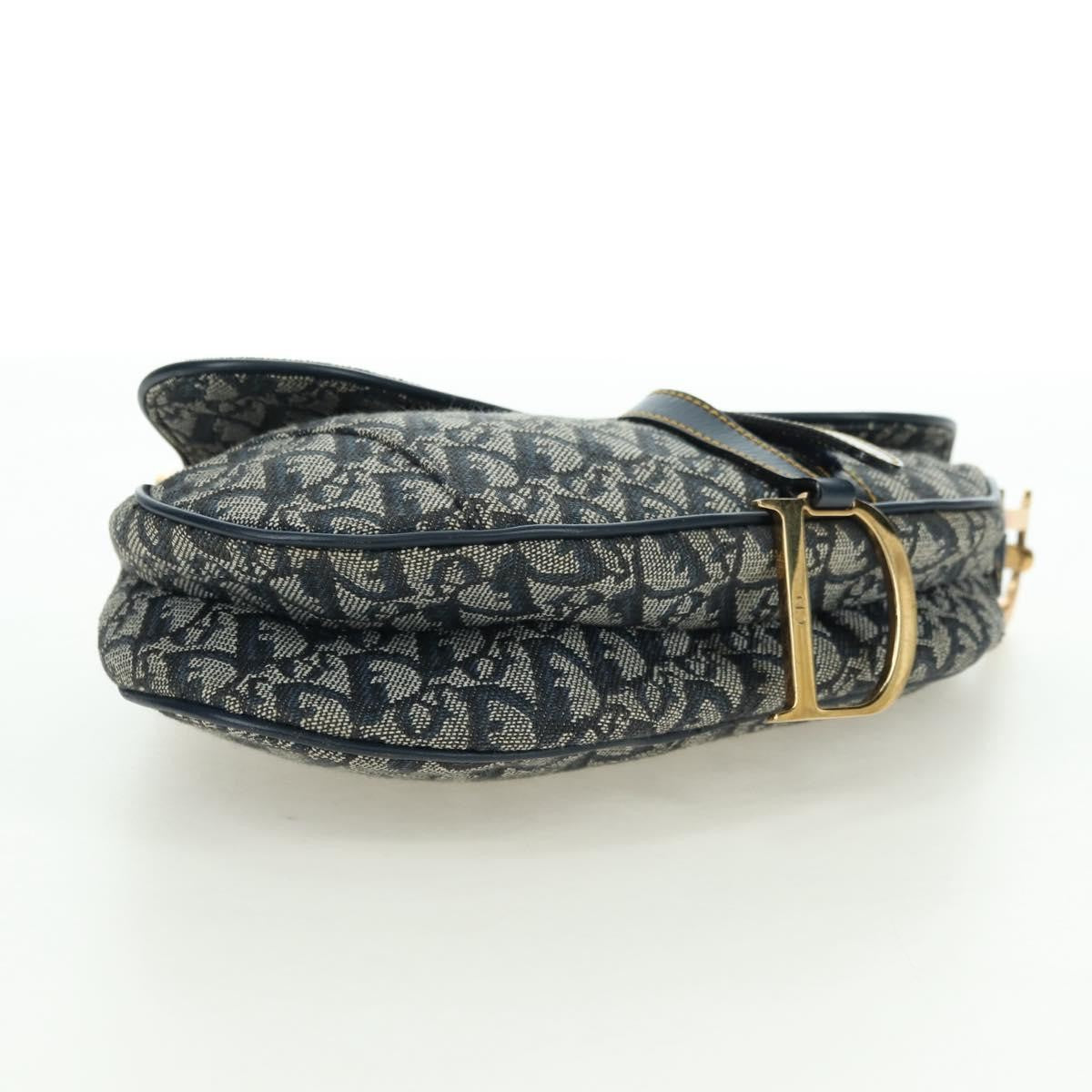 Christian Dior Saddle Handbag Oblique Canvas Navy Canvas Handbag (Pre-Owned)