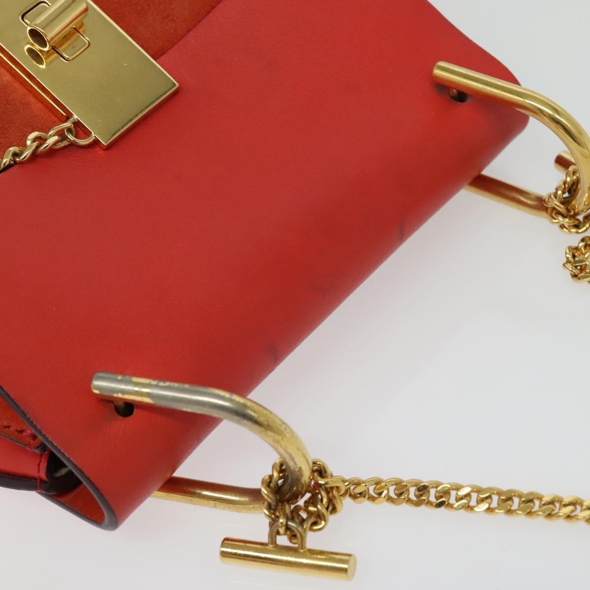 Chloe Drew Crossbody Bag Leather And Suede Red Suede Shoulder Bag Bag (Pre-Owned)