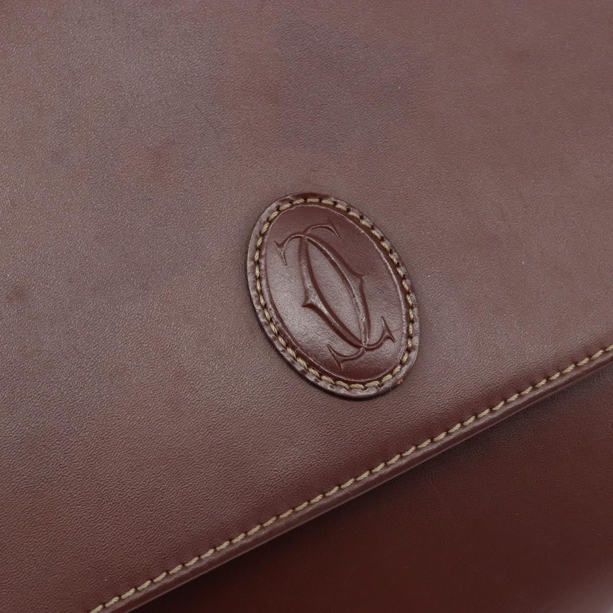 Cartier Must De Cartier Clutch Bag Leather Burgundy Leather Clutche & Pouche Bag (Pre-Owned)