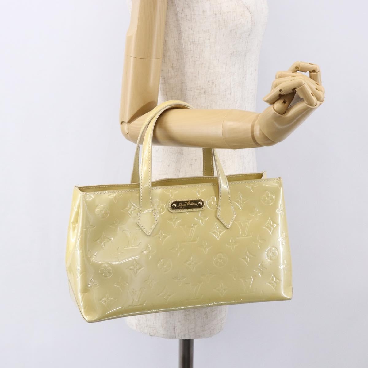 Louis Vuitton Wilshire Handbag Monogram Vernis Beige Patent_Leather Handbag (Pre-Owned)