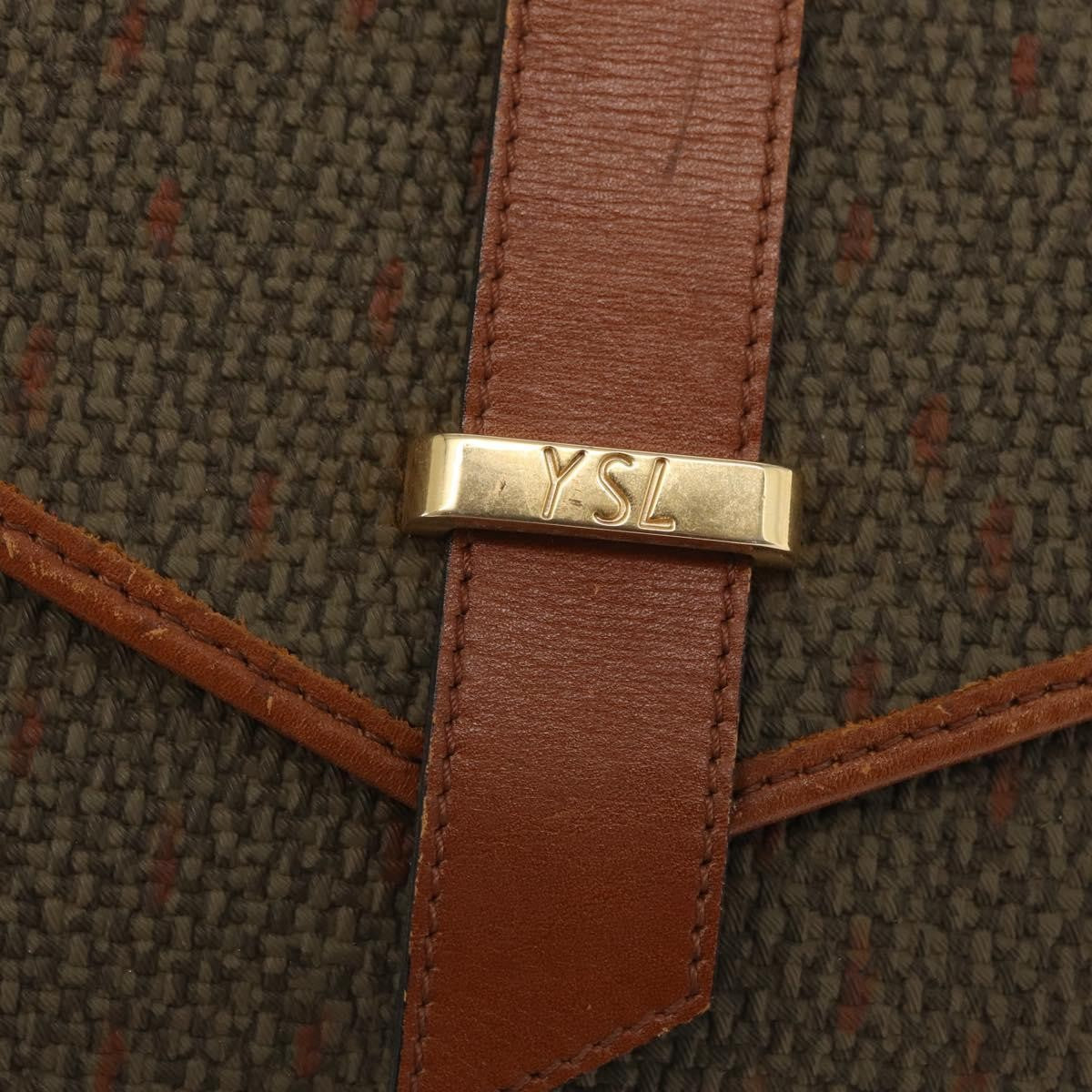 Saint Laurent Vintage Shoulder Bag Canvas Khaki Canvas Shoulder Bag Bag (Pre-Owned)
