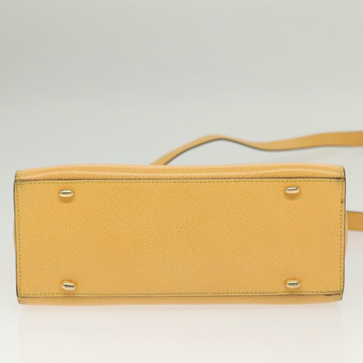 Celine Vintage Convertible Turnlock Top Handle Bag Leather Yellow Leather Bag (Pre-Owned)