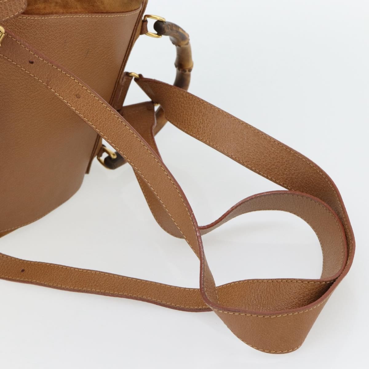 Gucci Vintage Bamboo Backpack Suede Brown Suede Backpack Bag (Pre-Owned)