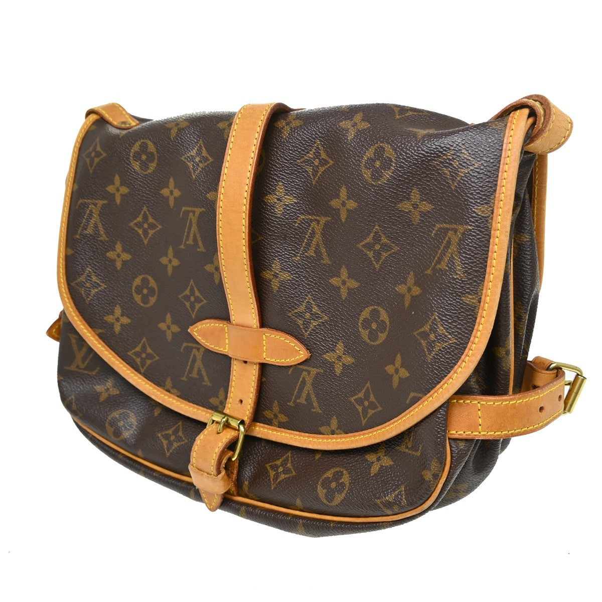 Louis Vuitton Saumur Handbag Monogram Canvas Brown Canvas Shoulder Bag Bag (Pre-Owned)