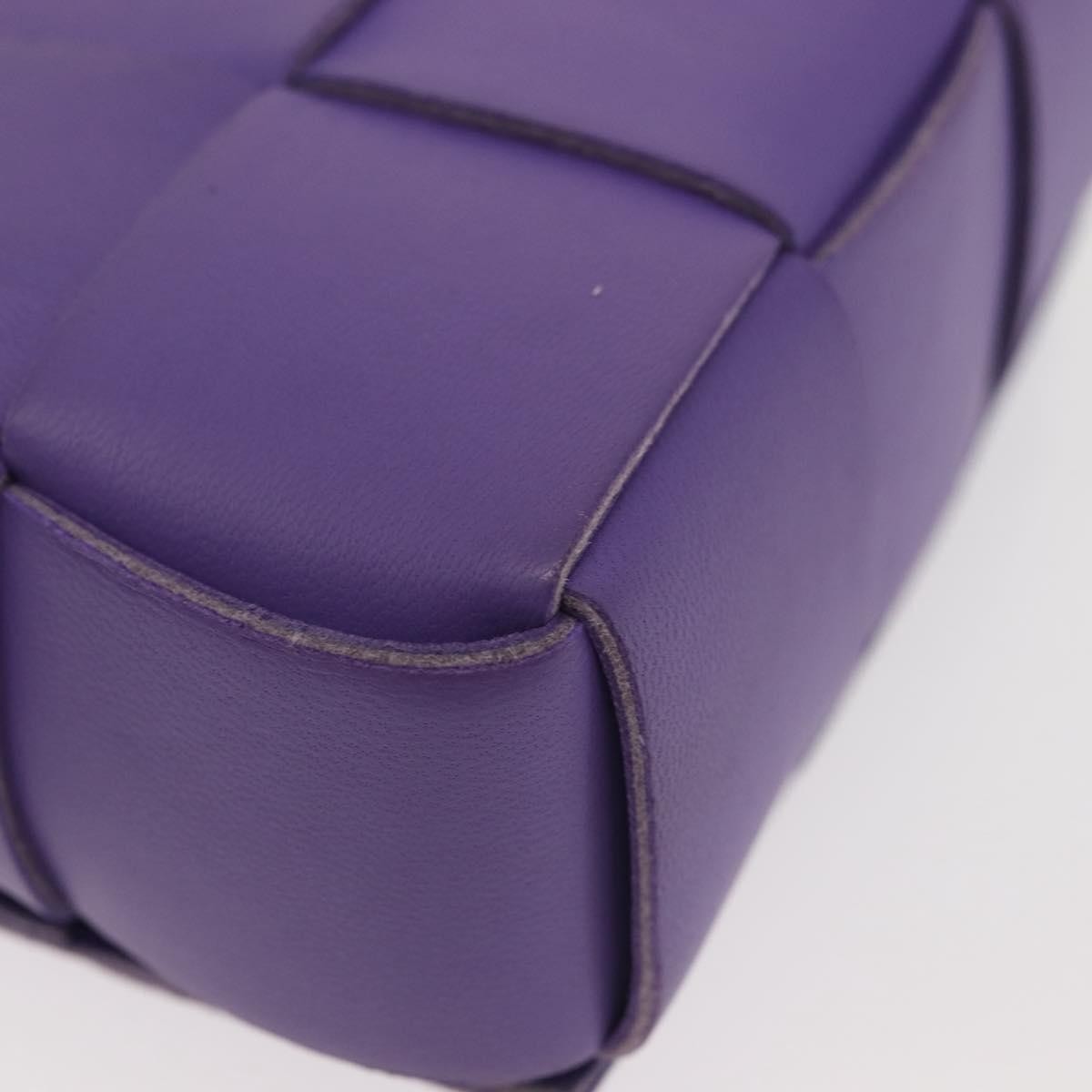 Bottega Veneta Cassette Crossbody Bag Padded Maxi Intrecciato Leather Purple Leather Bag (Pre-Owned)