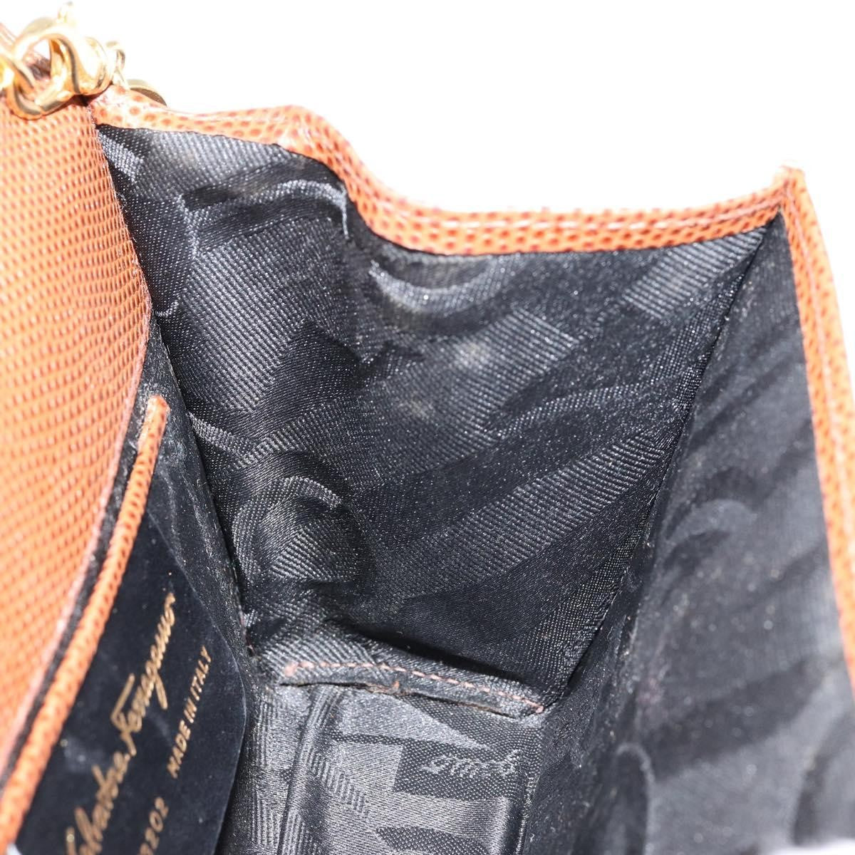 Salvatore Ferragamo Vala Shoulder Bag Embossed Leather Brown Leather Shoulder Bag Bag (Pre-Owned)