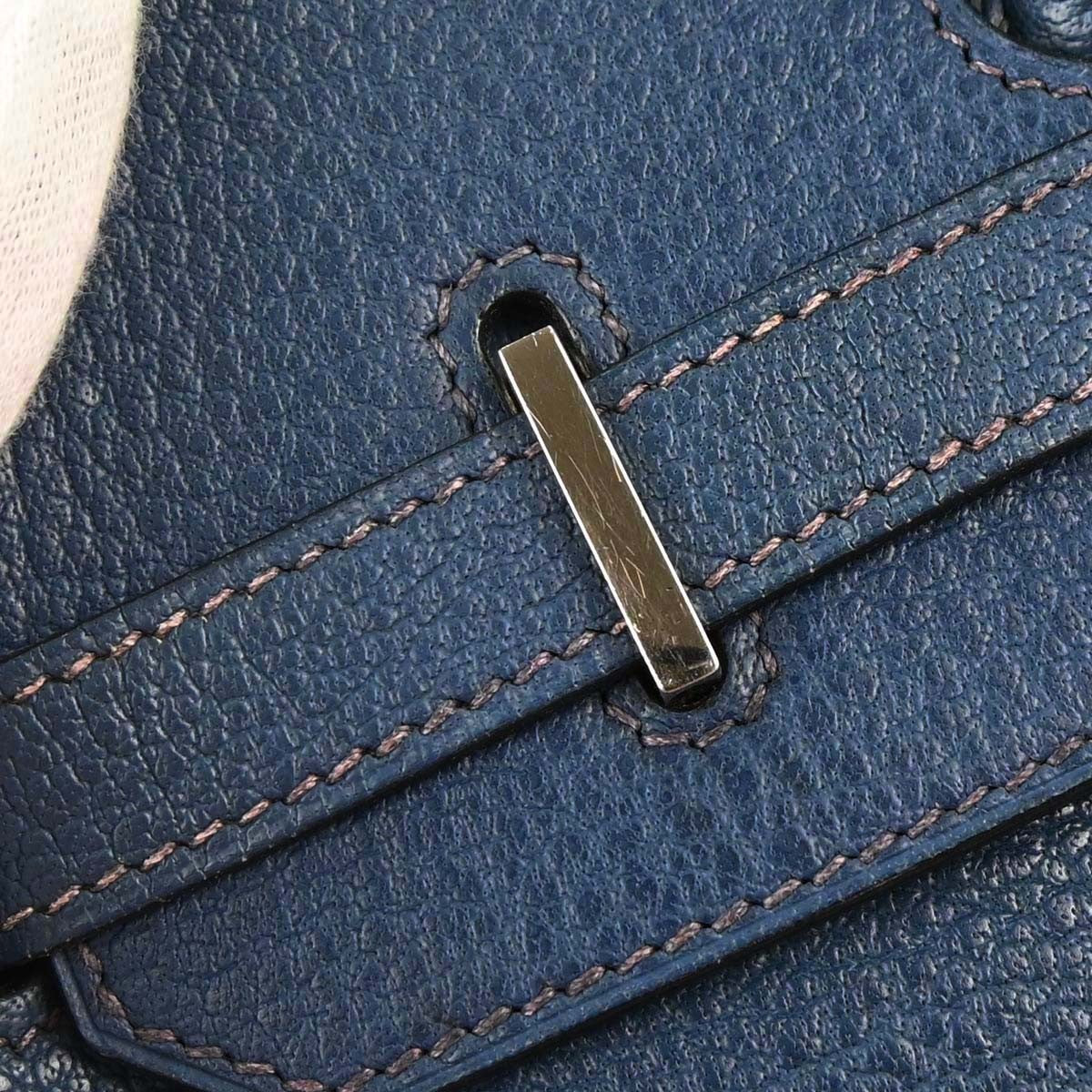 Hermes Birkin Handbag Blue Togo With Palladium Hardware Blue Leather Handbag (Pre-Owned)