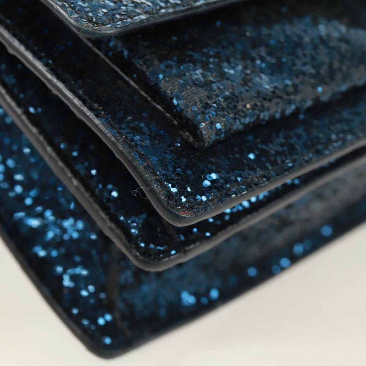 Saint Laurent Sunset Satchel Glitter Blue Leather Shoulder Bag Bag (Pre-Owned)