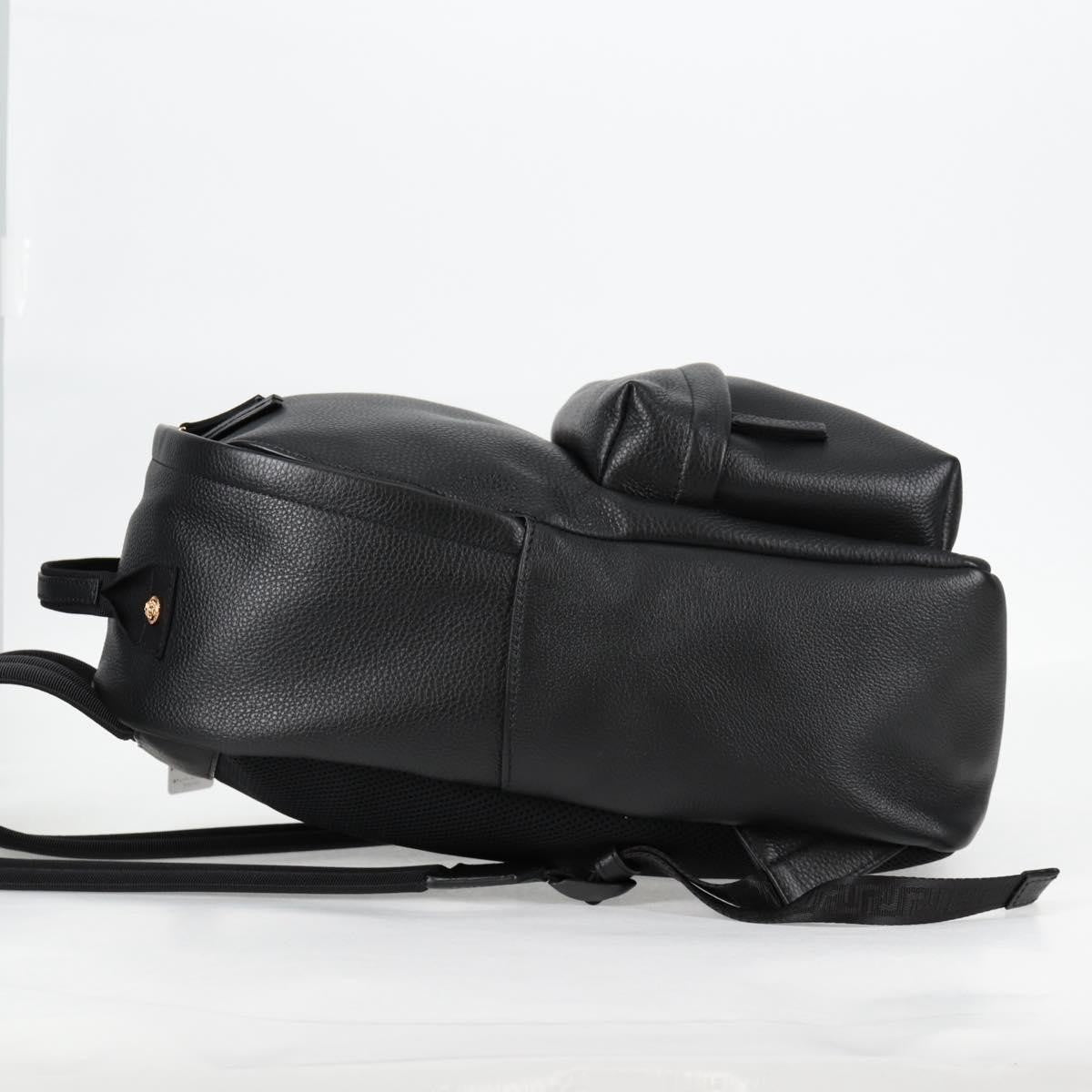 Versace Medusa Zip Backpack Leather Black Leather Backpack Bag (Pre-Owned)