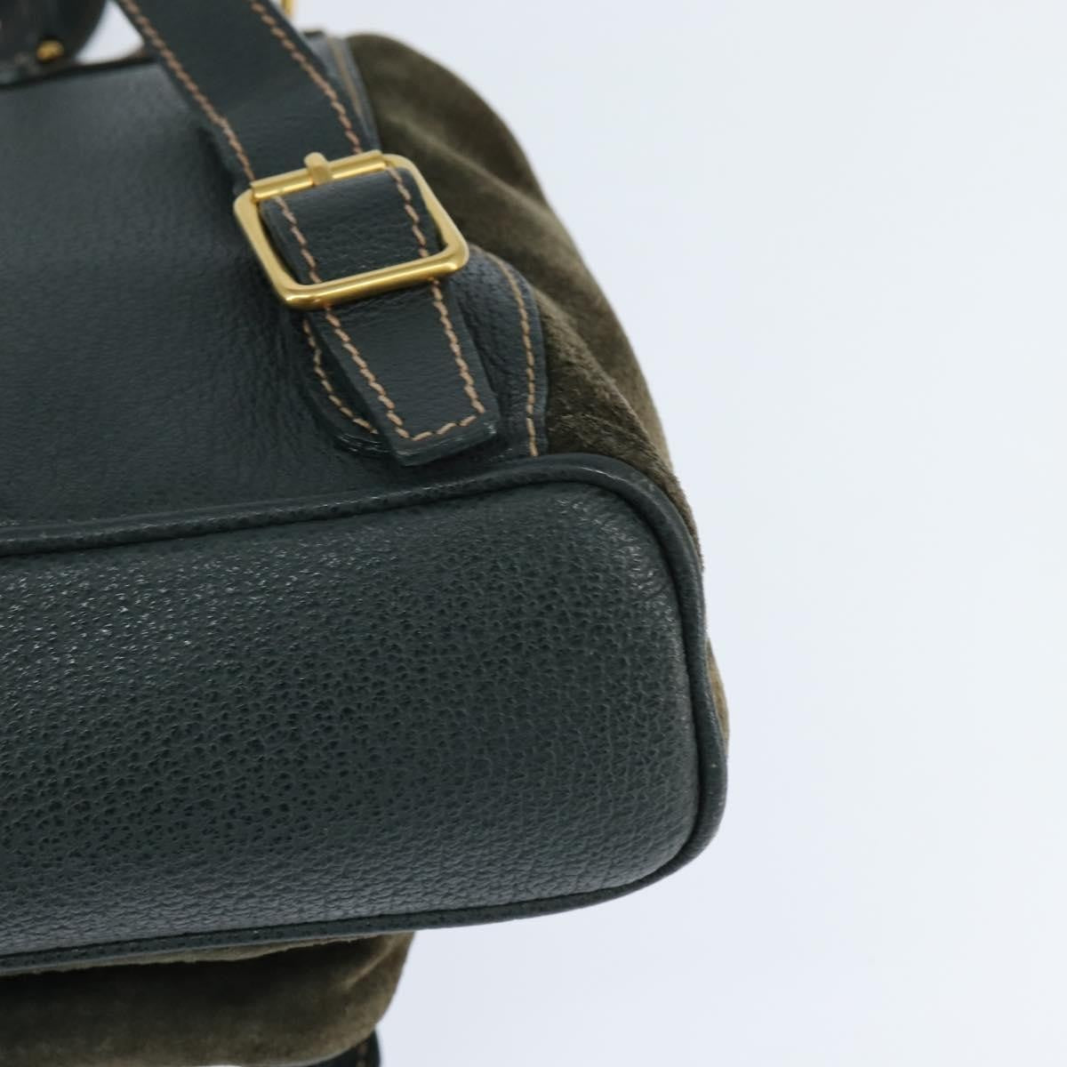 Gucci Vintage Bamboo Backpack Suede Khaki Suede Backpack Bag (Pre-Owned)