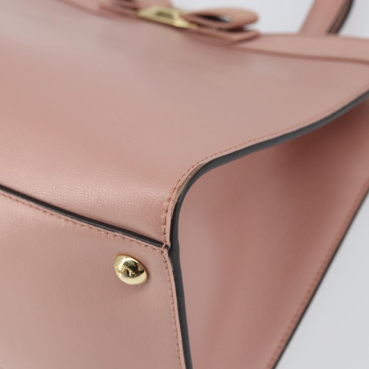 Salvatore Ferragamo Vara Bow Top Handle Convertible Tote Leather Pink Leather Tote Bag Bag (Pre-Owned)