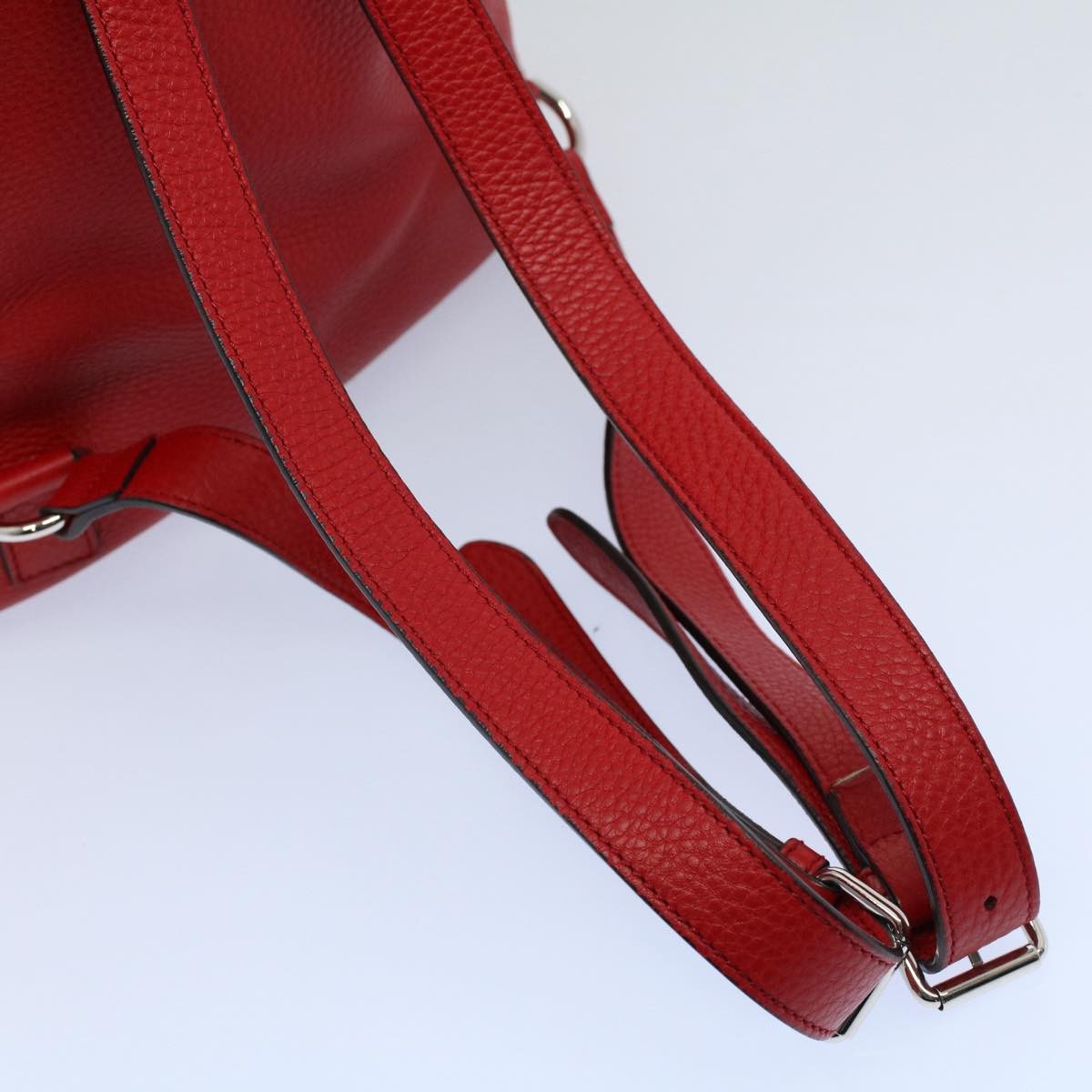 Gucci Soho Drawstring Backpack Leather Red Leather Backpack Bag (Pre-Owned)