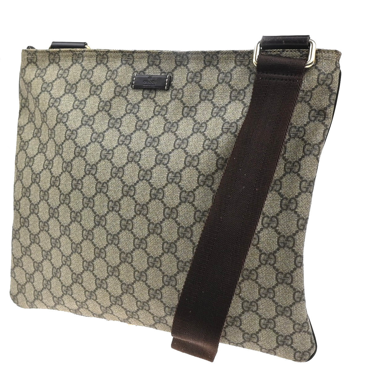 Gucci Zip Top Messenger Bag Gg Coated Canvas Brown Canvas Shoulder Bag Bag (Pre-Owned)