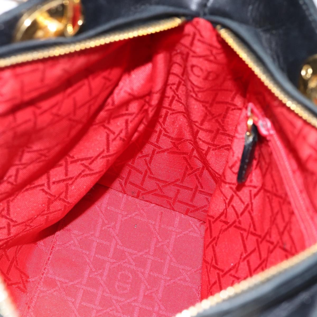 Christian Dior Lady Dior Bag Leather Black Leather Handbag (Pre-Owned)