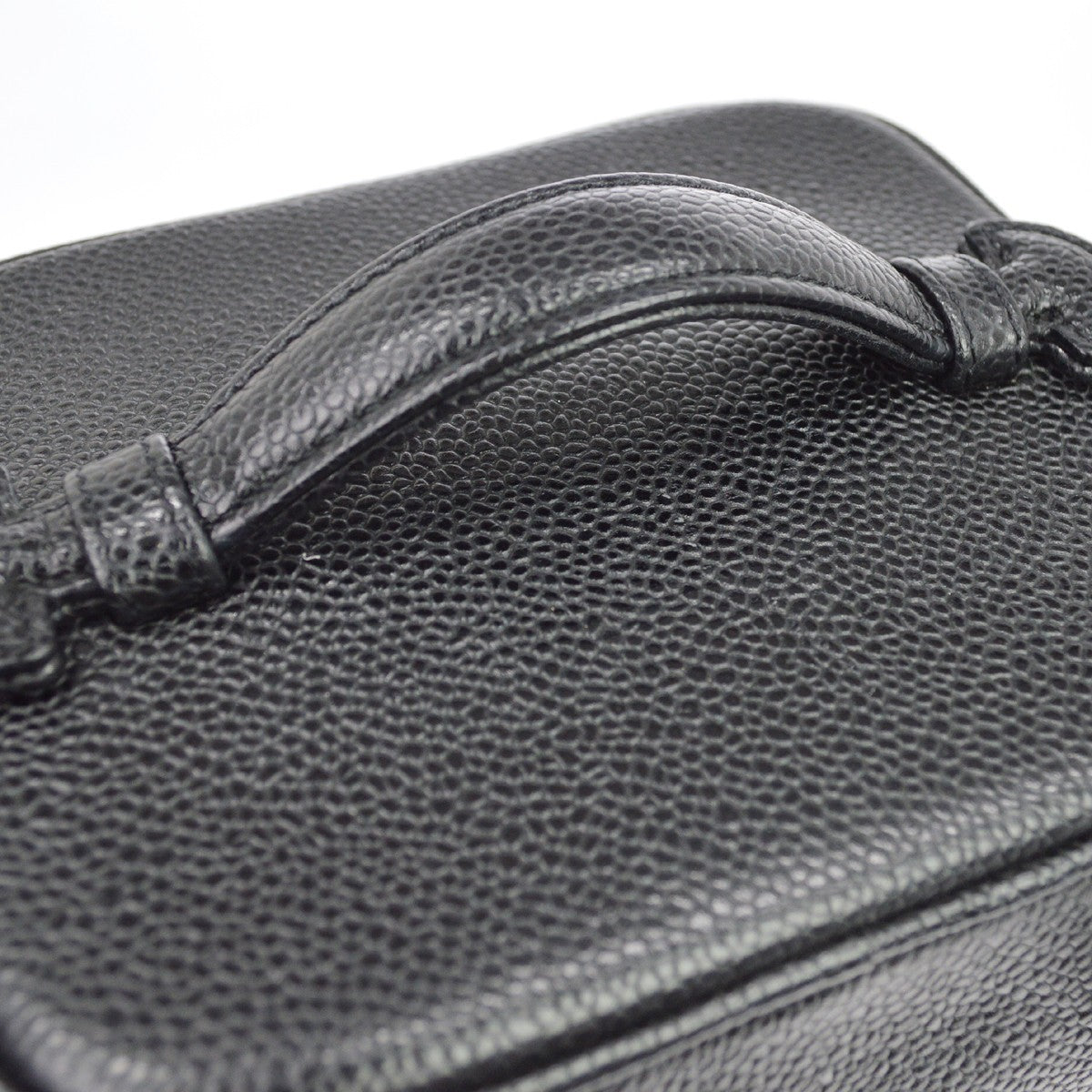 Chanel Vintage Timeless Cosmetic Case Caviar Black Leather Handbag (Pre-Owned)