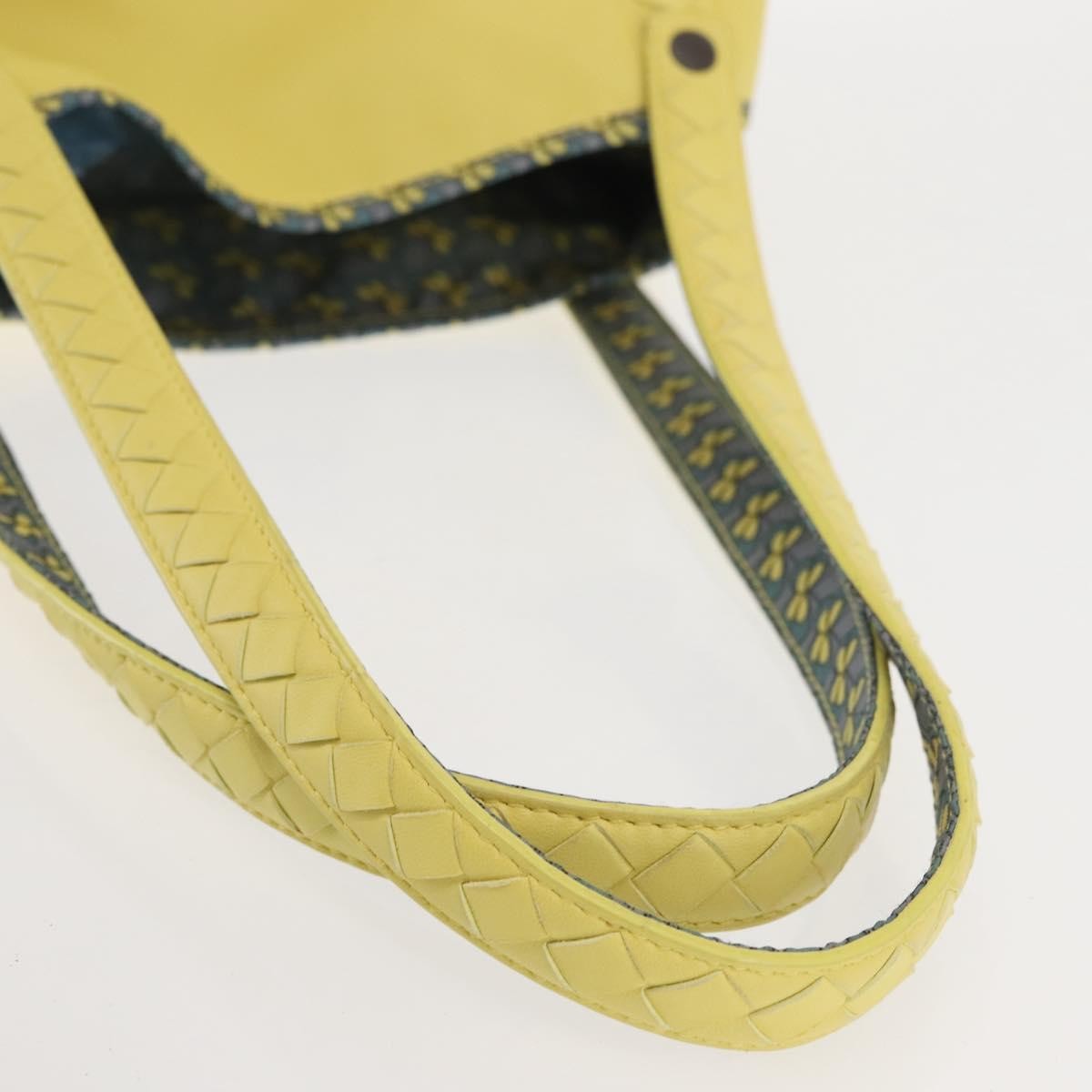 Bottega Veneta A-Shape Tote Leather With Intrecciato Detail Yellow Leather Shoulder Bag Bag (Pre-Owned)