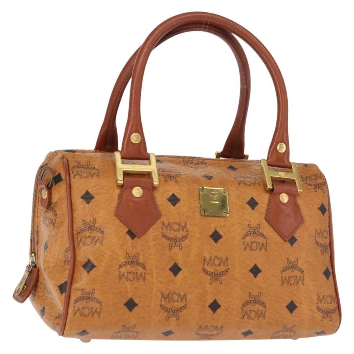 MCM Visetos Logogramme Handbag Canvas And Leather Brown Pvc Handbag (Pre-Owned)