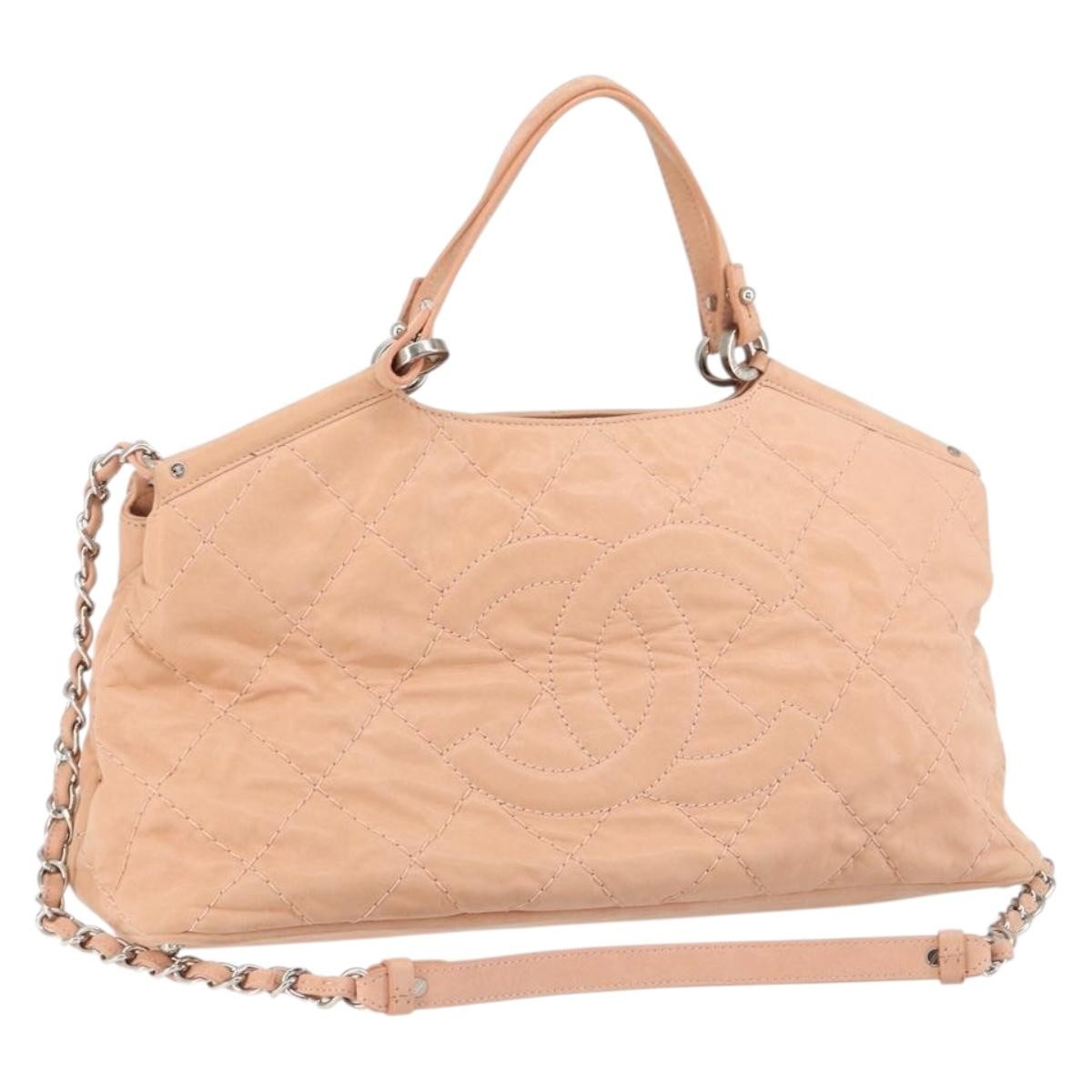 Chanel Cc Sea Hit Tote Quilted Iridescent Calfskin Pink Leather Shoulder Bag Bag (Pre-Owned)