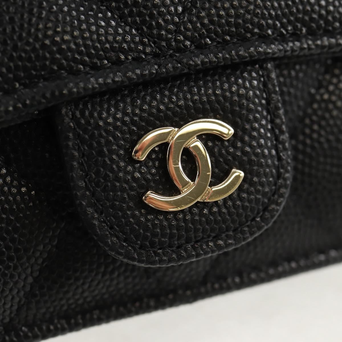 Chanel Classic Flap Clutch With Chain Quilted Caviar Black Leather Clutche & Pouche Bag (Pre-Owned)