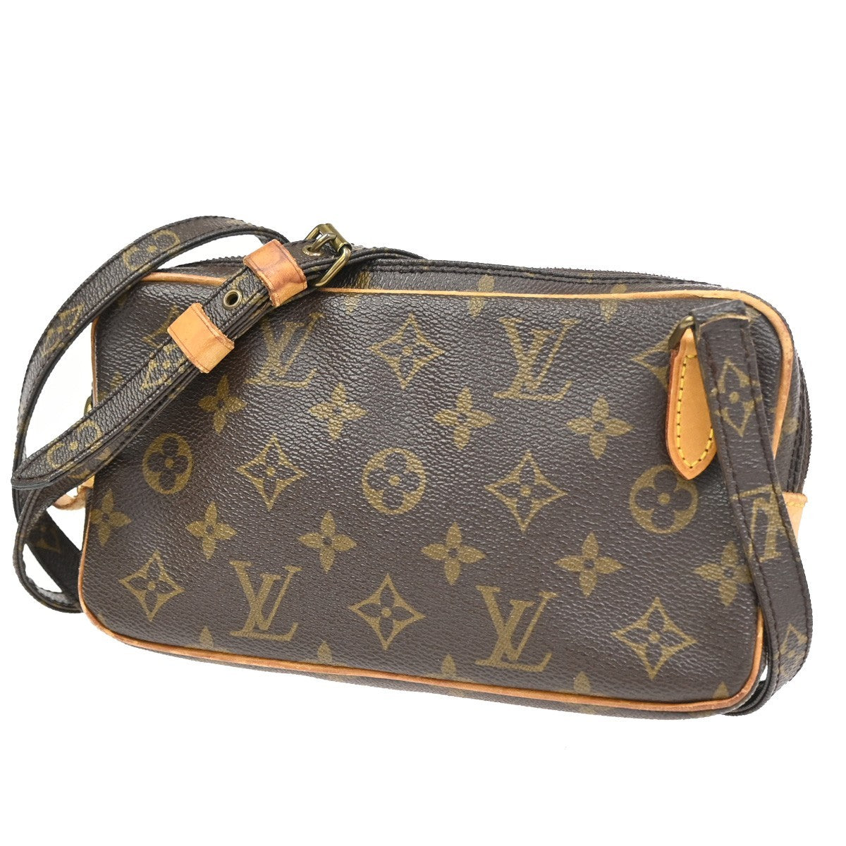 Louis Vuitton Pochette Marly Bandouliere Bag Monogram Canvas Brown Leather Shoulder Bag Bag (Pre-Owned)