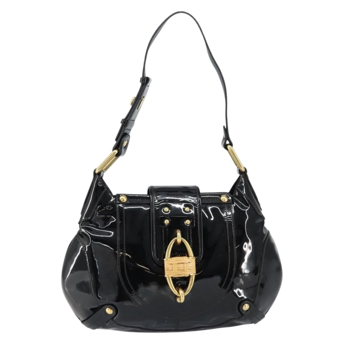 Salvatore Ferragamo Gancini Tote Patent Leather Black Patent_Leather Tote Bag Bag (Pre-Owned)