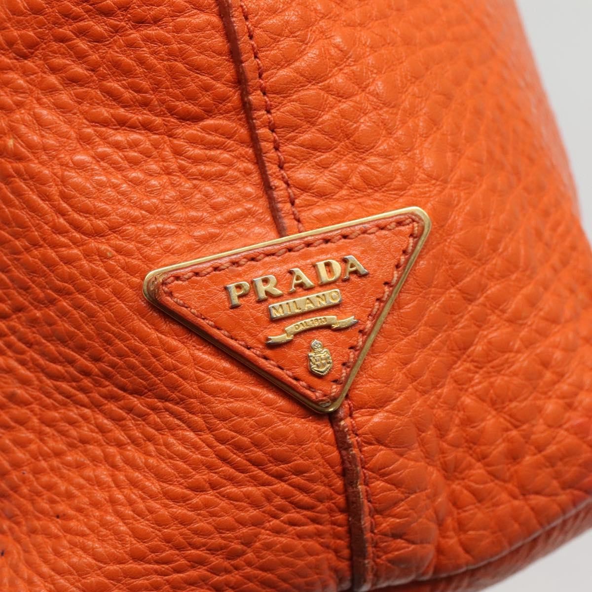 Prada Vintage Tote Leather Orange Leather Tote Bag Bag (Pre-Owned)