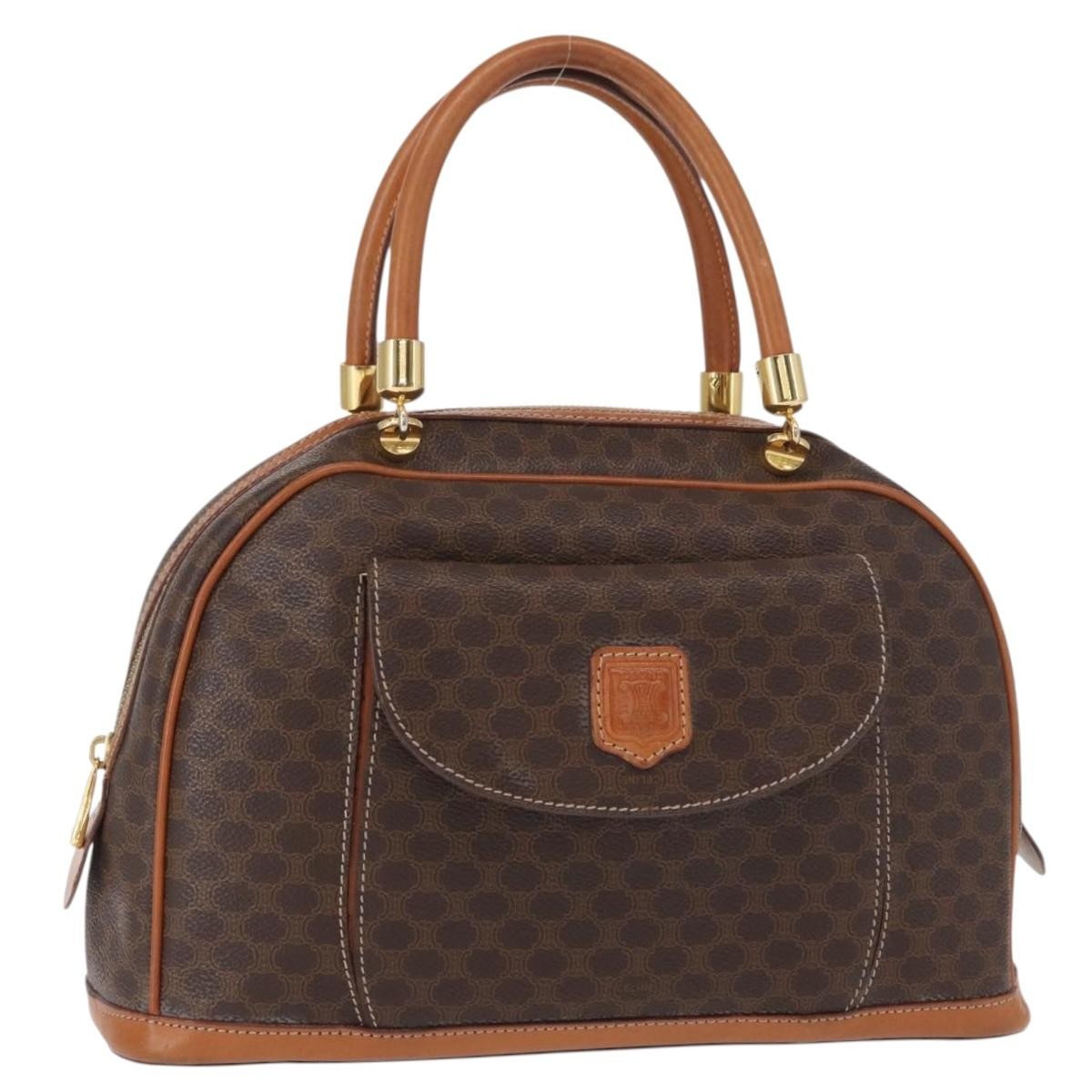 Celine Vintage Macadam Handbag Canvas And Leather Brown Canvas Handbag (Pre-Owned)